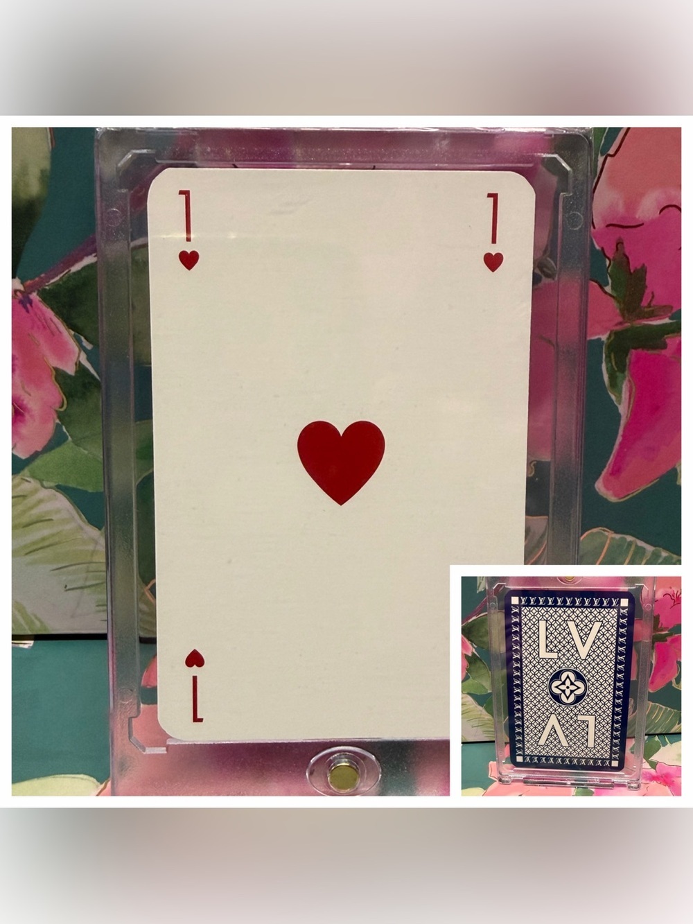 Authentic Louis Vuitton Ace / 1 of Hearts Playing Card w/ Magnetic Case EUC